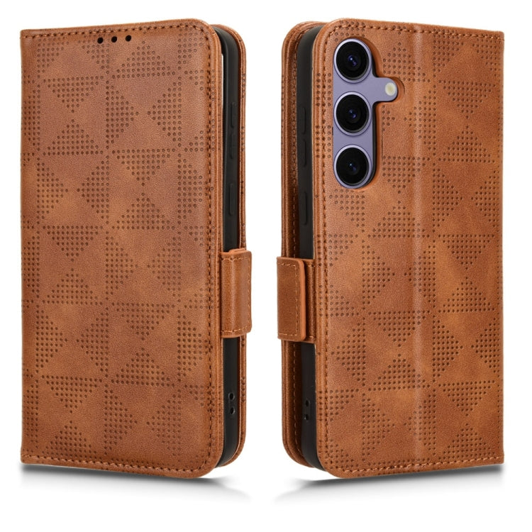 For Samsung Galaxy S24 5G Symmetrical Triangle Leather Phone Case(Brown)