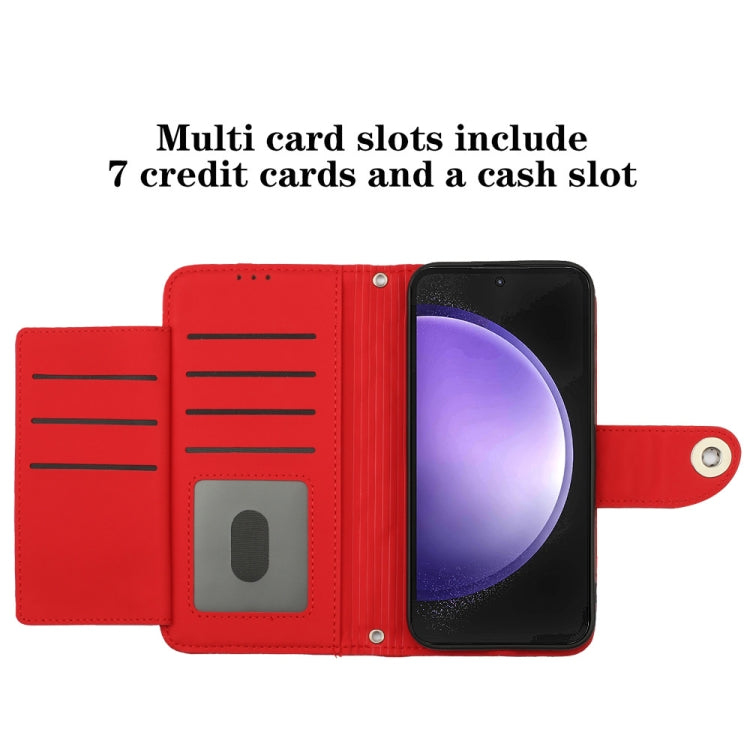 For Samsung Galaxy S24 5G Rhombic Texture Flip Leather Phone Case with Lanyard(Red)