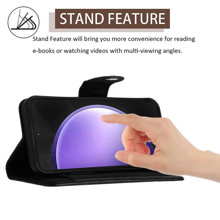 For Samsung Galaxy S24 5G Rhombic Texture Flip Leather Phone Case with Lanyard(Black)