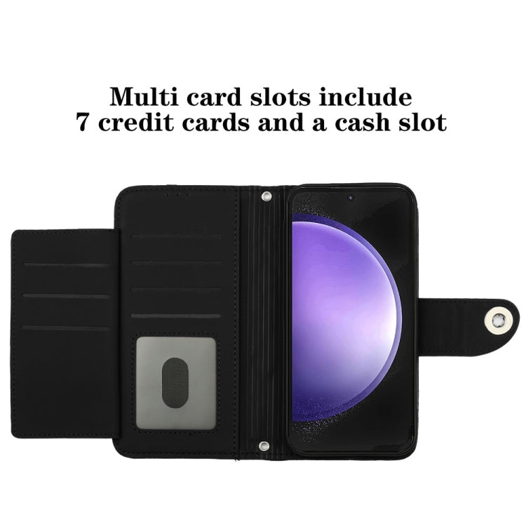 For Samsung Galaxy S24 5G Rhombic Texture Flip Leather Phone Case with Lanyard(Black)