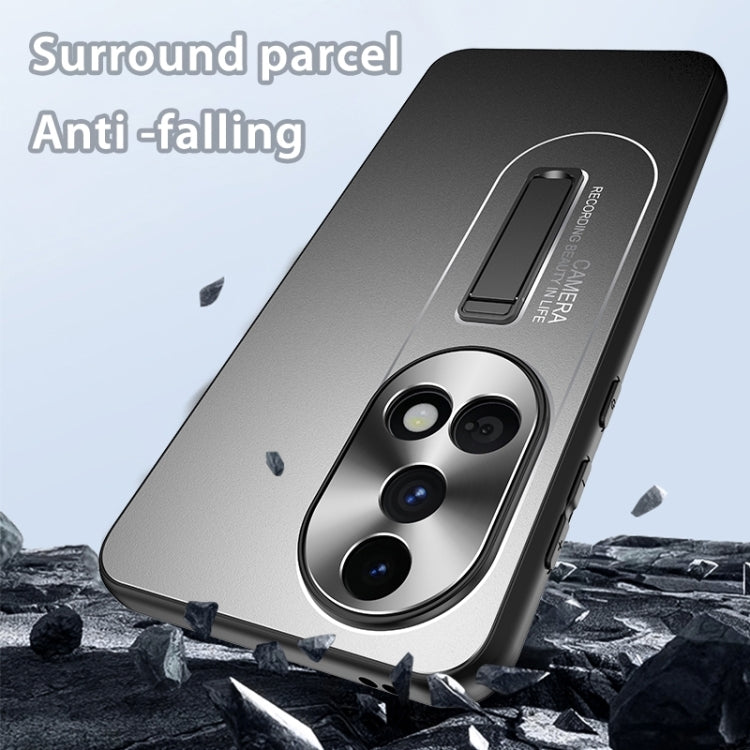 For Huawei nova 12 Pro Frosted Metal Hybrid TPU Holder Phone Case(Black)