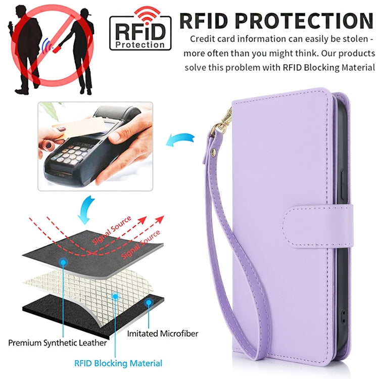 For Samsung Galaxy S24 5G Multi-Card Wallet RFID Leather Phone Case(Light Purple)