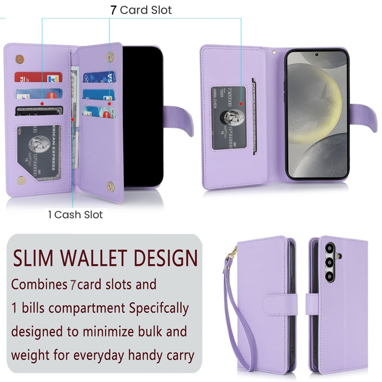 For Samsung Galaxy S24 5G Multi-Card Wallet RFID Leather Phone Case(Light Purple)