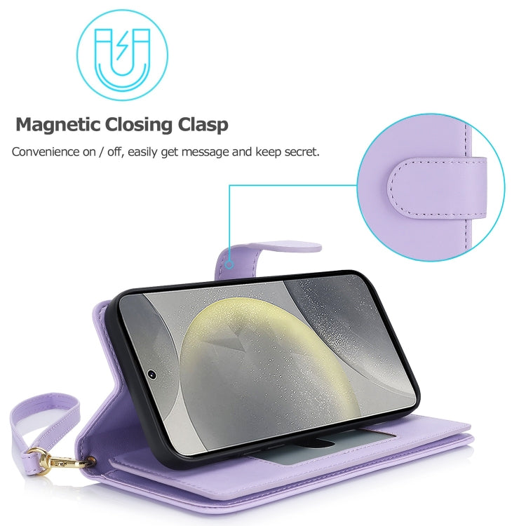 For Samsung Galaxy S24 5G Multi-Card Wallet RFID Leather Phone Case(Light Purple)