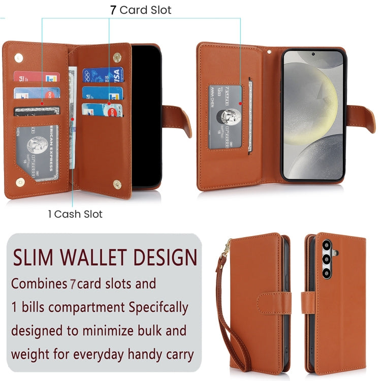For Samsung Galaxy S24 5G Multi-Card Wallet RFID Leather Phone Case(Brown)