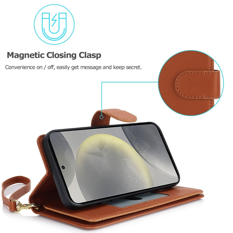 For Samsung Galaxy S24 5G Multi-Card Wallet RFID Leather Phone Case(Brown)