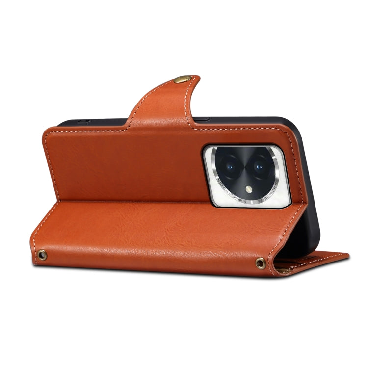 For Honor 100 Denior Cowhide Texture Wallet Style Leather Phone Case(Brown)