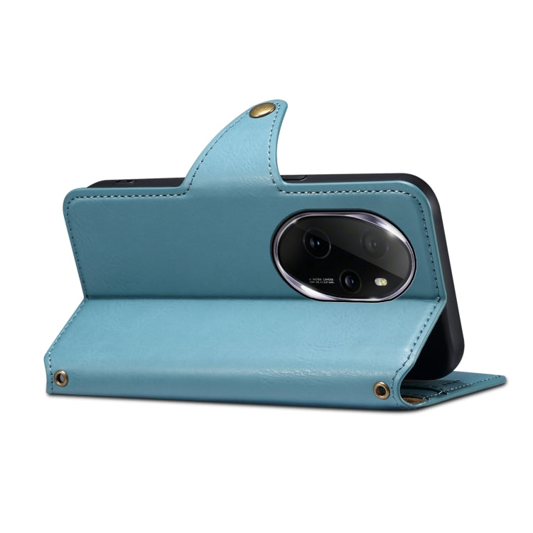 For Honor 100 Pro Denior Cowhide Texture Wallet Style Leather Phone Case(Blue)