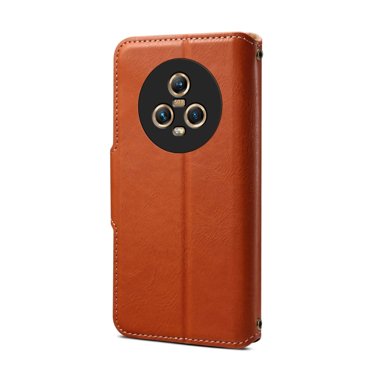 For Honor Magic5 Denior Cowhide Texture Wallet Style Leather Phone Case(Brown)