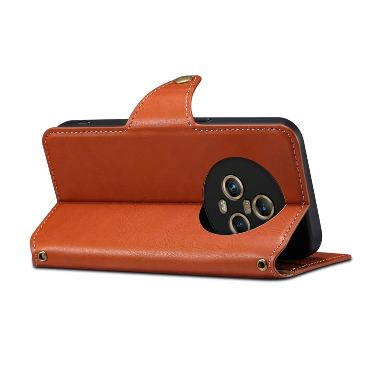 For Honor Magic5 Denior Cowhide Texture Wallet Style Leather Phone Case(Brown)