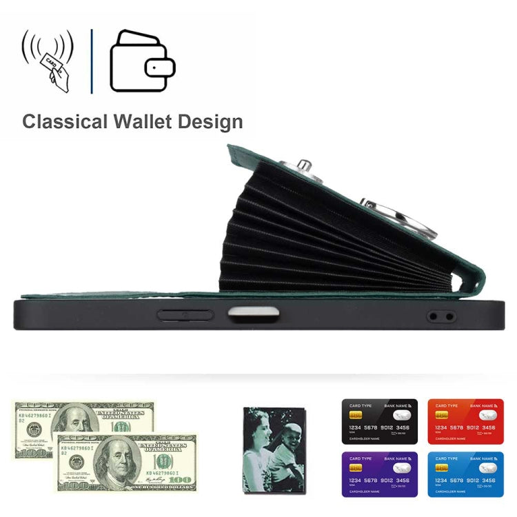 For Honor X8b 4G Organ Card Bag Ring Holder Phone Case with Long Lanyard(Green)