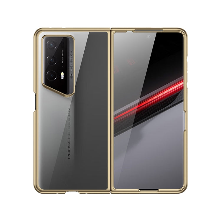 For Honor Magic V2 RSR Porsche Design Transparent Electroplating All-inclusive Folding Phone Case(Champagne Gold)