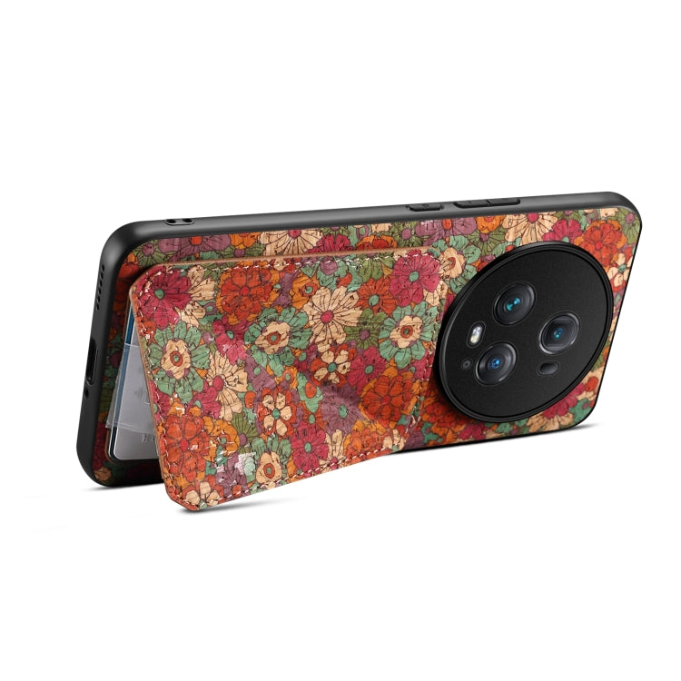 For Honor Magic5 Pro Dual Card Slot Holder Phone Case(Summer Red)