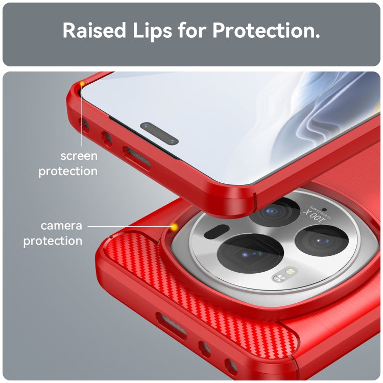 For Honor Magic 6 Pro Carbon Fiber Brushed Texture TPU Phone Case(Red)