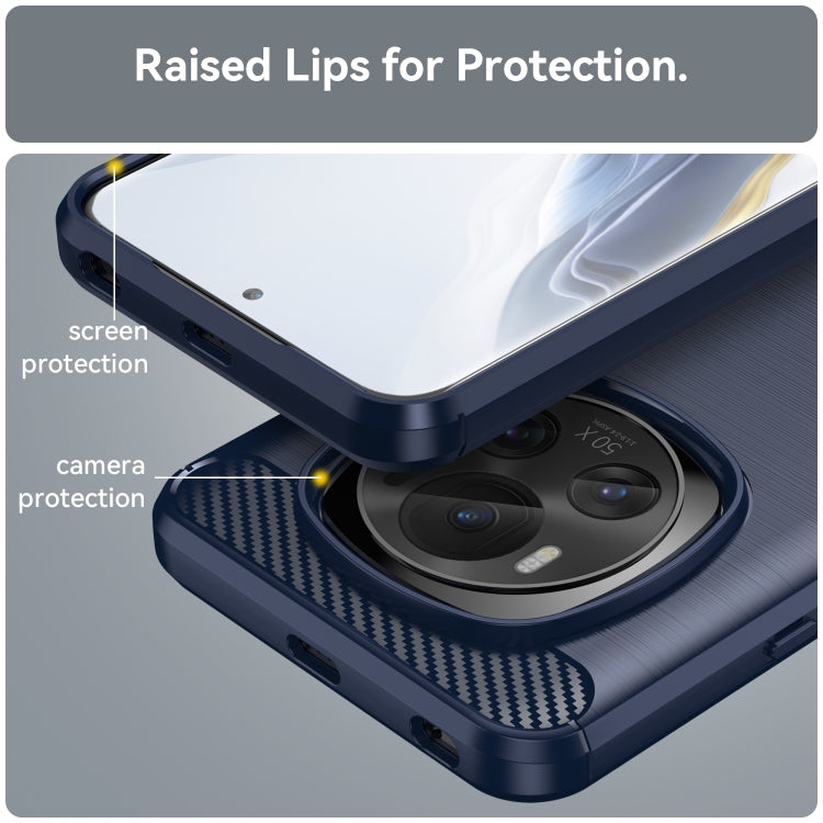 For Honor Magic 6 Carbon Fiber Brushed Texture TPU Phone Case(Blue)