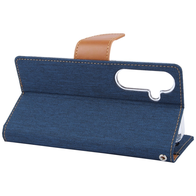 For Samsung Galaxy S24 5G GOOSPERY CANVAS DIARY Fabric Texture Flip Leather Phone Case(Navy Blue)
