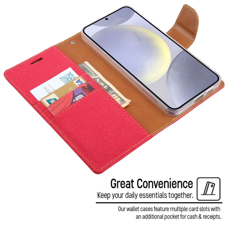 For Samsung Galaxy S24 5G GOOSPERY CANVAS DIARY Fabric Texture Flip Leather Phone Case(Green)