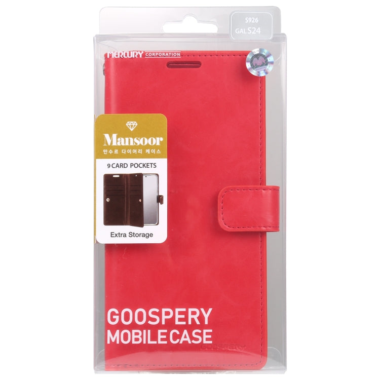 For Samsung Galaxy S24 5G GOOSPERY MANSOOR DIARY 9 Card Slots Leather Phone Case(Red)