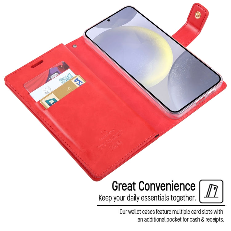 For Samsung Galaxy S24 5G GOOSPERY MANSOOR DIARY 9 Card Slots Leather Phone Case(Red)