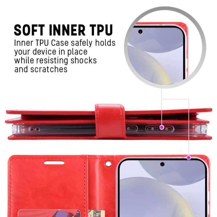 For Samsung Galaxy S24 5G GOOSPERY MANSOOR DIARY 9 Card Slots Leather Phone Case(Rose Red)