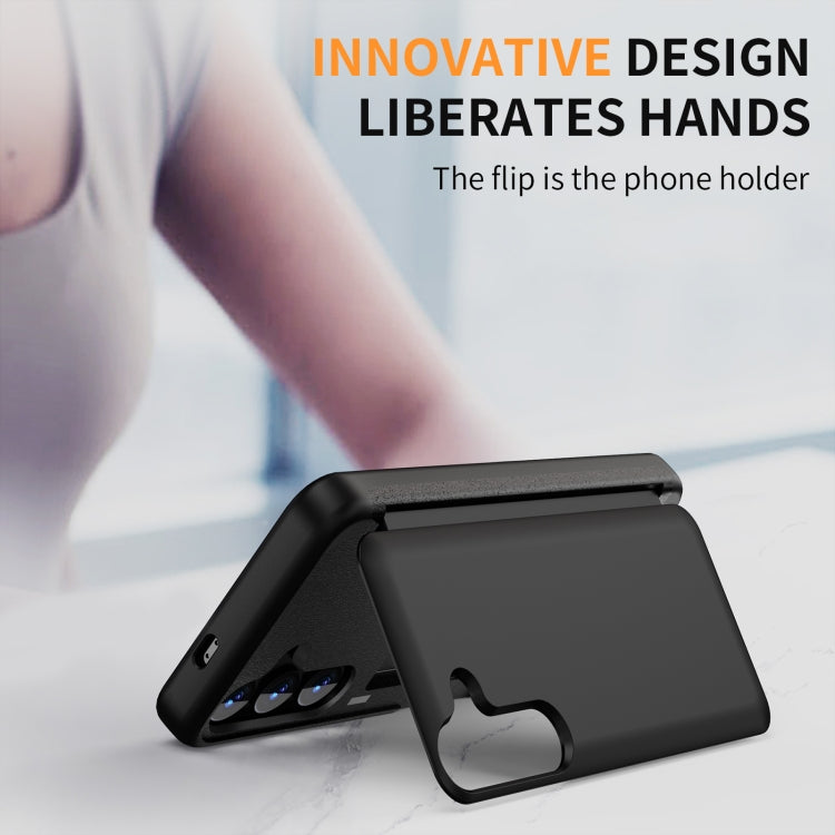 For Samsung Galaxy S24 5G 3 in 1 Flip Holder Phone Case(Black)