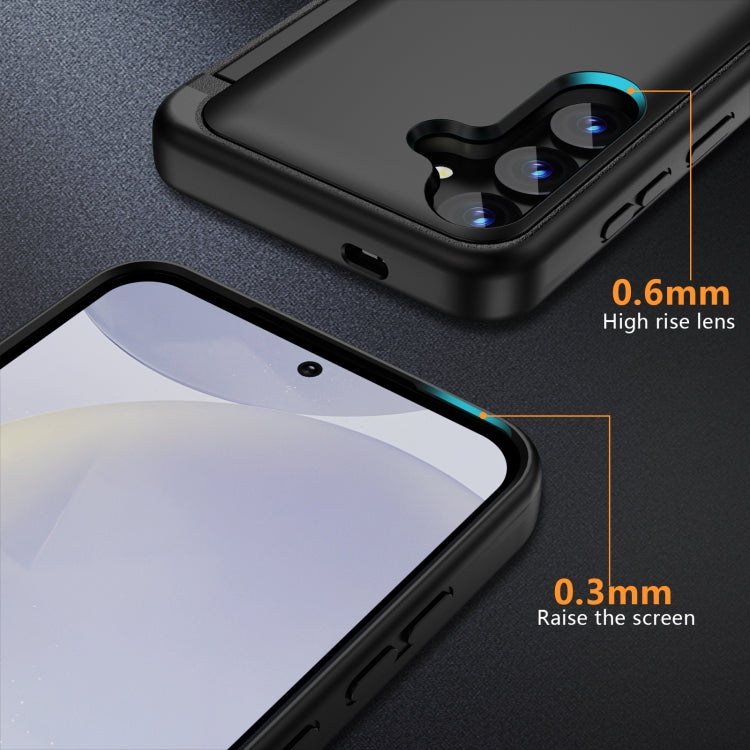 For Samsung Galaxy S24 5G 3 in 1 Flip Holder Phone Case(Black)