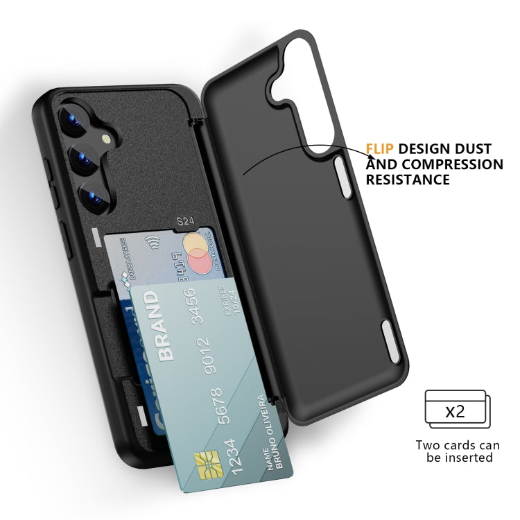 For Samsung Galaxy S24 5G 3 in 1 Flip Holder Phone Case(Black)