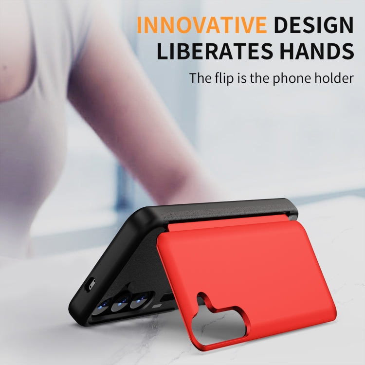 For Samsung Galaxy S24 5G 3 in 1 Flip Holder Phone Case(Red)