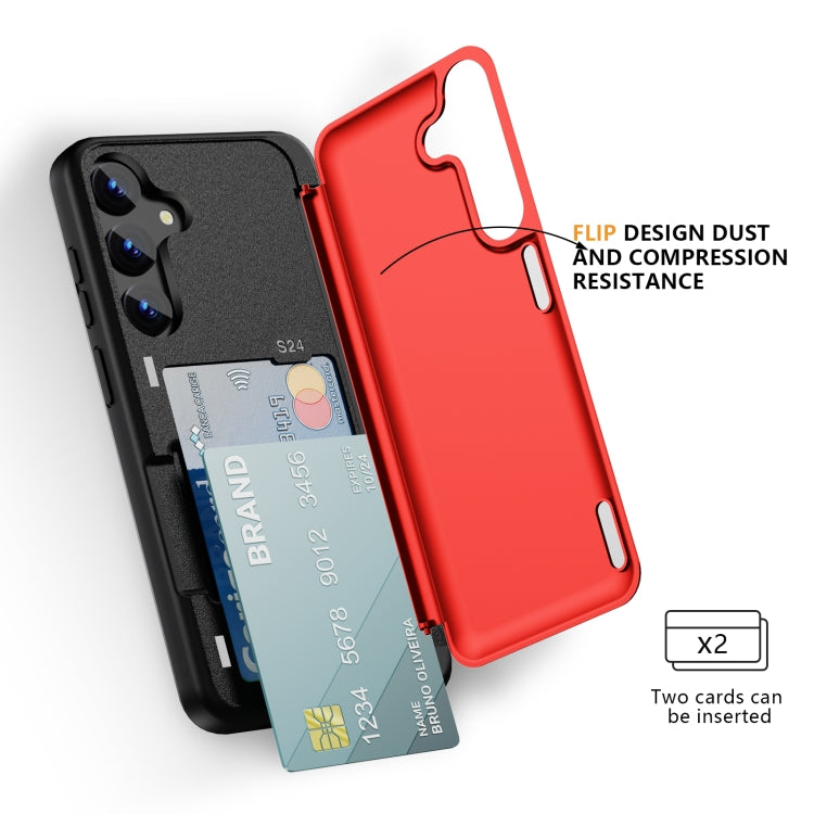 For Samsung Galaxy S24 5G 3 in 1 Flip Holder Phone Case(Red)