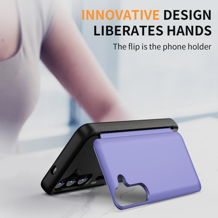 For Samsung Galaxy S24 5G 3 in 1 Flip Holder Phone Case(Light Purple)