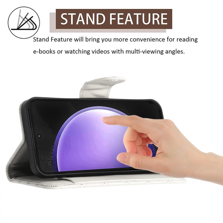 For Samsung Galaxy S24 5G Rhombic Texture Flip Leather Phone Case with Long Lanyard(White)