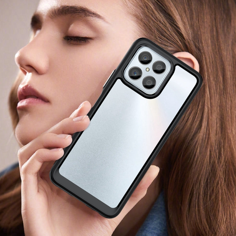 For Honor X8 5G Colorful Series Acrylic Hybrid TPU Phone Case(Black)