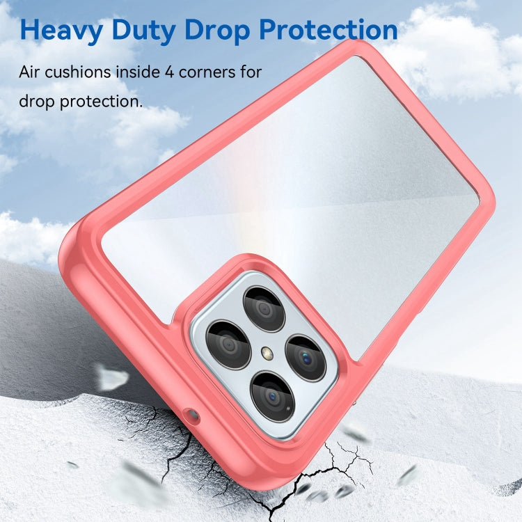 For Honor X8 5G Colorful Series Acrylic Hybrid TPU Phone Case(Red)