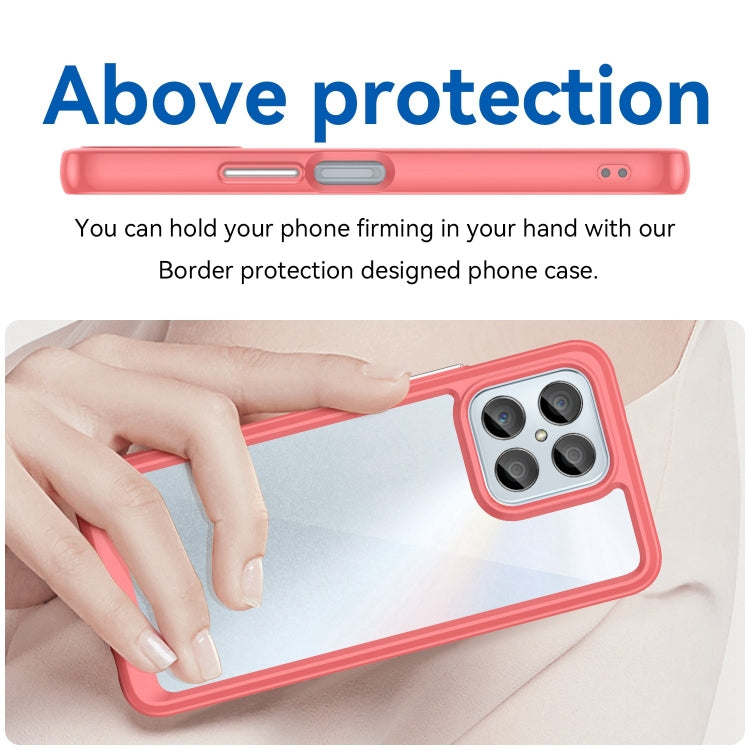 For Honor X8 5G Colorful Series Acrylic Hybrid TPU Phone Case(Red)