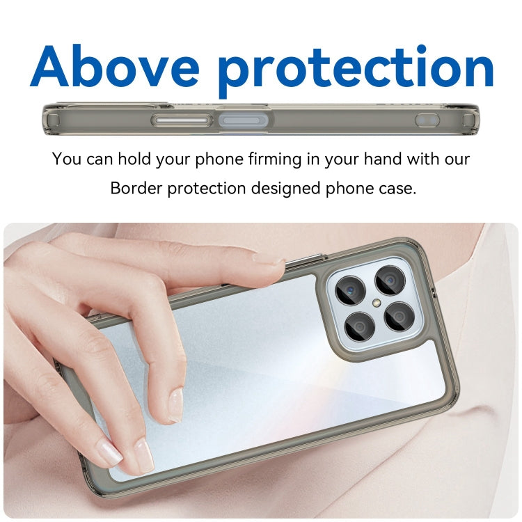 For Honor X8 5G Colorful Series Acrylic Hybrid TPU Phone Case(Transparent Grey)