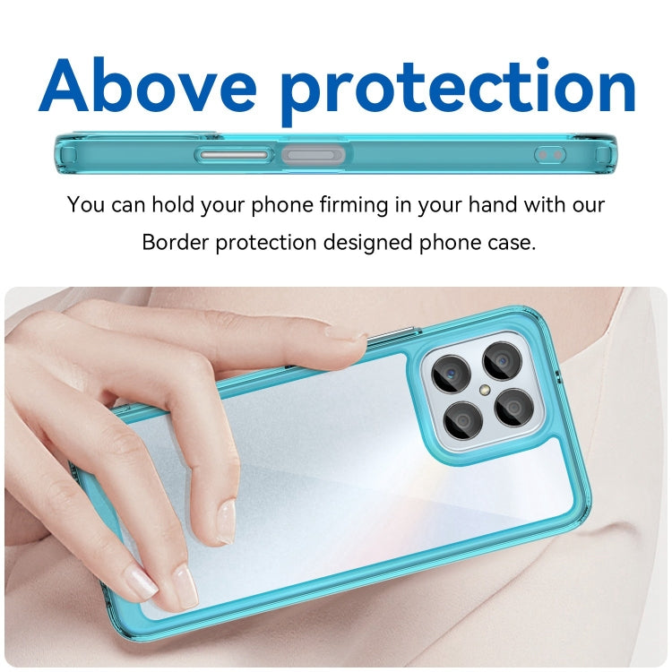 For Honor X8 5G Colorful Series Acrylic Hybrid TPU Phone Case(Transparent Blue)