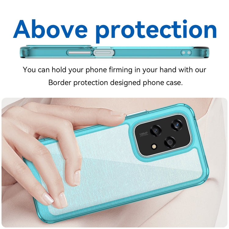 For Honor 200 Lite 5G Global Colorful Series Acrylic Hybrid TPU Phone Case(Transparent Blue)