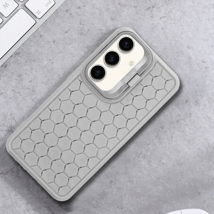 For Samsung Galaxy S24 5G Honeycomb Radiating Lens Holder Magsafe Phone Case(Grey)
