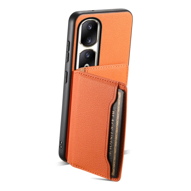 For Honor 90 Pro Calf Texture Card Bag Design Full Coverage Phone Case(Orange)