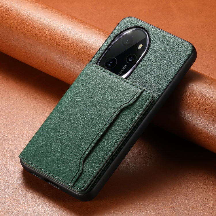 For Honor 100 Pro Calf Texture Card Bag Design Full Coverage Phone Case(Green)