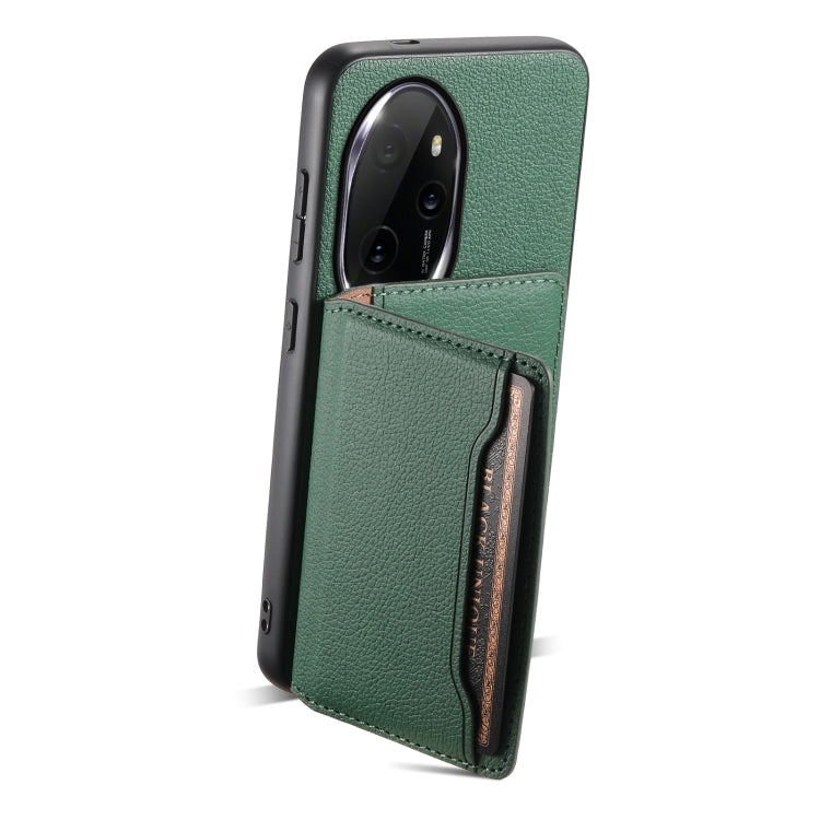 For Honor 100 Pro Calf Texture Card Bag Design Full Coverage Phone Case(Green)