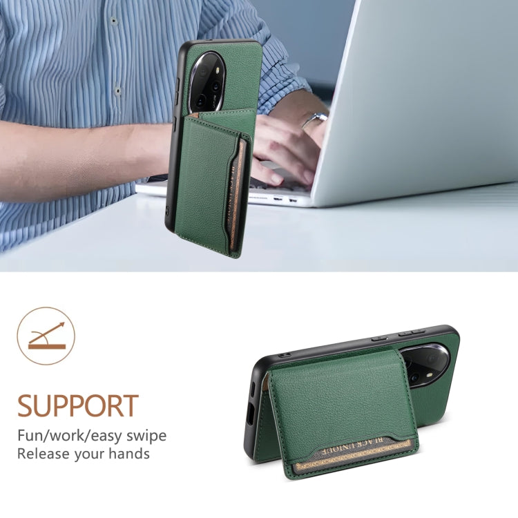 For Honor 100 Pro Calf Texture Card Bag Design Full Coverage Phone Case(Green)