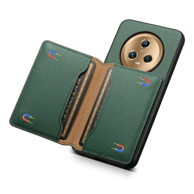 For Honor Magic5 Calf Texture Card Bag Design Full Coverage Phone Case(Green)