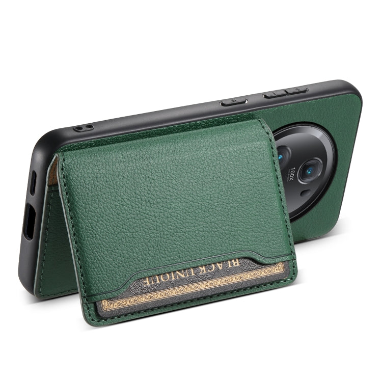 For Honor Magic5 Pro Calf Texture Card Bag Design Full Coverage Phone Case(Green)