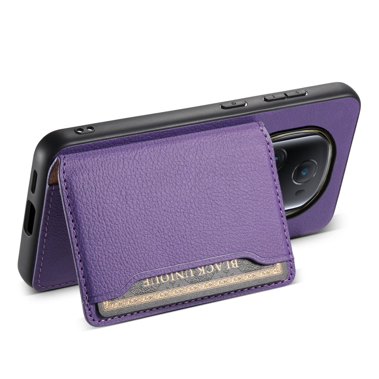 For Honor Magic5 Ultimate Calf Texture Card Bag Design Full Coverage Phone Case(Purple)