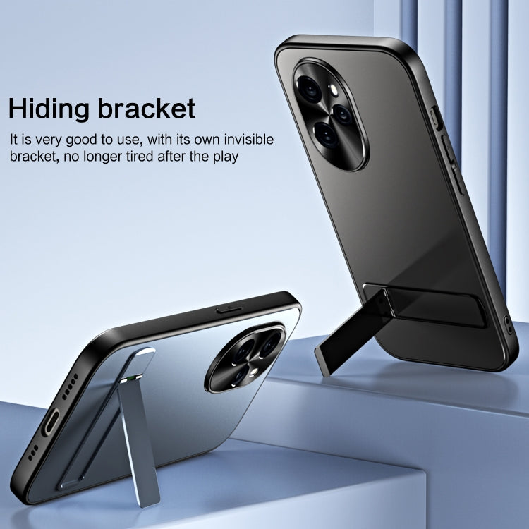 For Honor 100 Pro R-JUST RJ-61 Electroplating Frosted TPU + PC Phone Case with Holder(Silver)