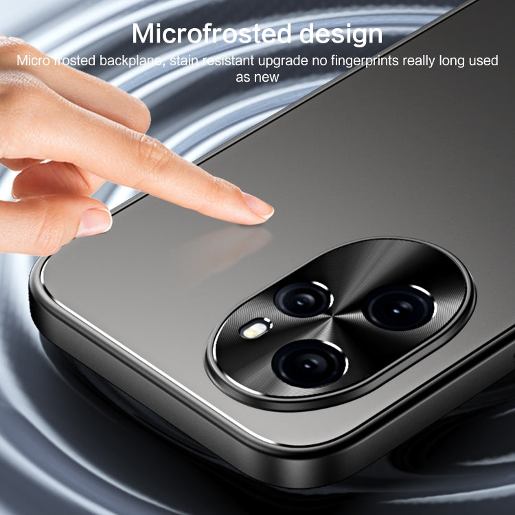 For Honor 100 Pro R-JUST RJ-61 Electroplating Frosted TPU + PC Phone Case with Holder(Blue)