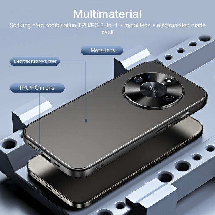 For Honor X50 R-JUST RJ-61 Electroplating Frosted TPU + PC Phone Case with Holder(Grey)