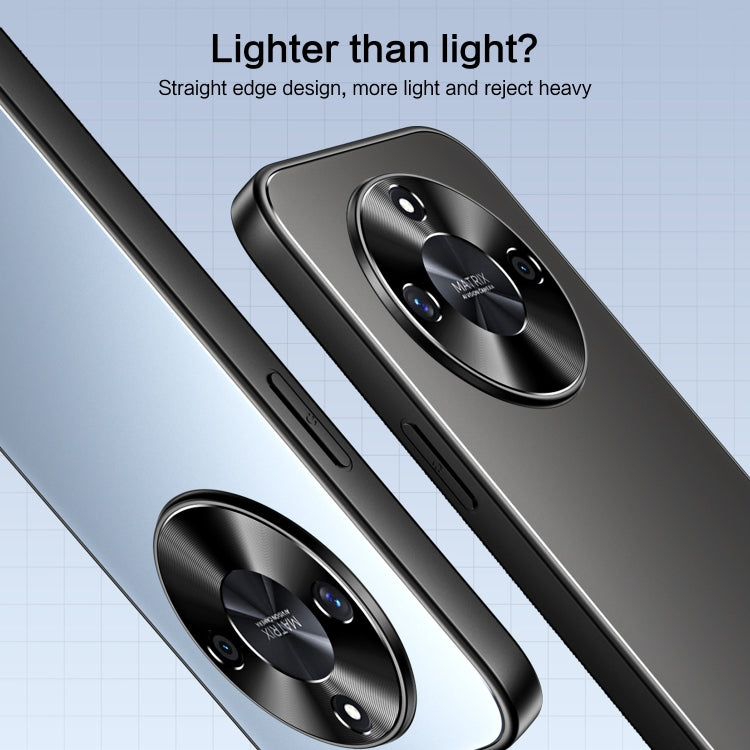 For Honor X50 R-JUST RJ-61 Electroplating Frosted TPU + PC Phone Case with Holder(Blue)