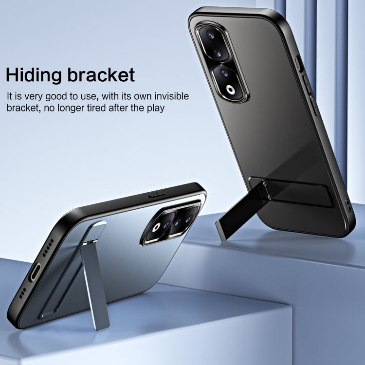 For Honor 90 Pro R-JUST RJ-61 Electroplating Frosted TPU + PC Phone Case with Holder(Silver)